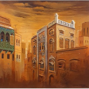 G. N. Qazi, 20 x 20 inch, Acrylic on Canvas, Cityscape Painting, AC-GNQ-061
